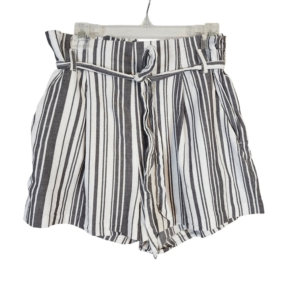 DIVIDED by H&M Size 10 Striped High Waisted Paperbag Shorts Beach Resort Cruise